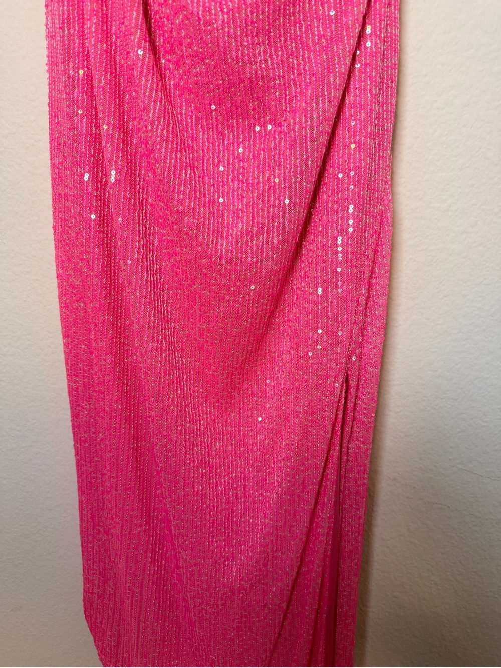 Mac Duggal 26990 Pink Sequin One Shoulder Cowl Back Gown 12 NWT - Picture 8 of 12